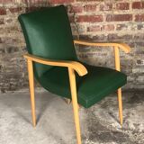 Bridge chairs  in beech and 60's green skai