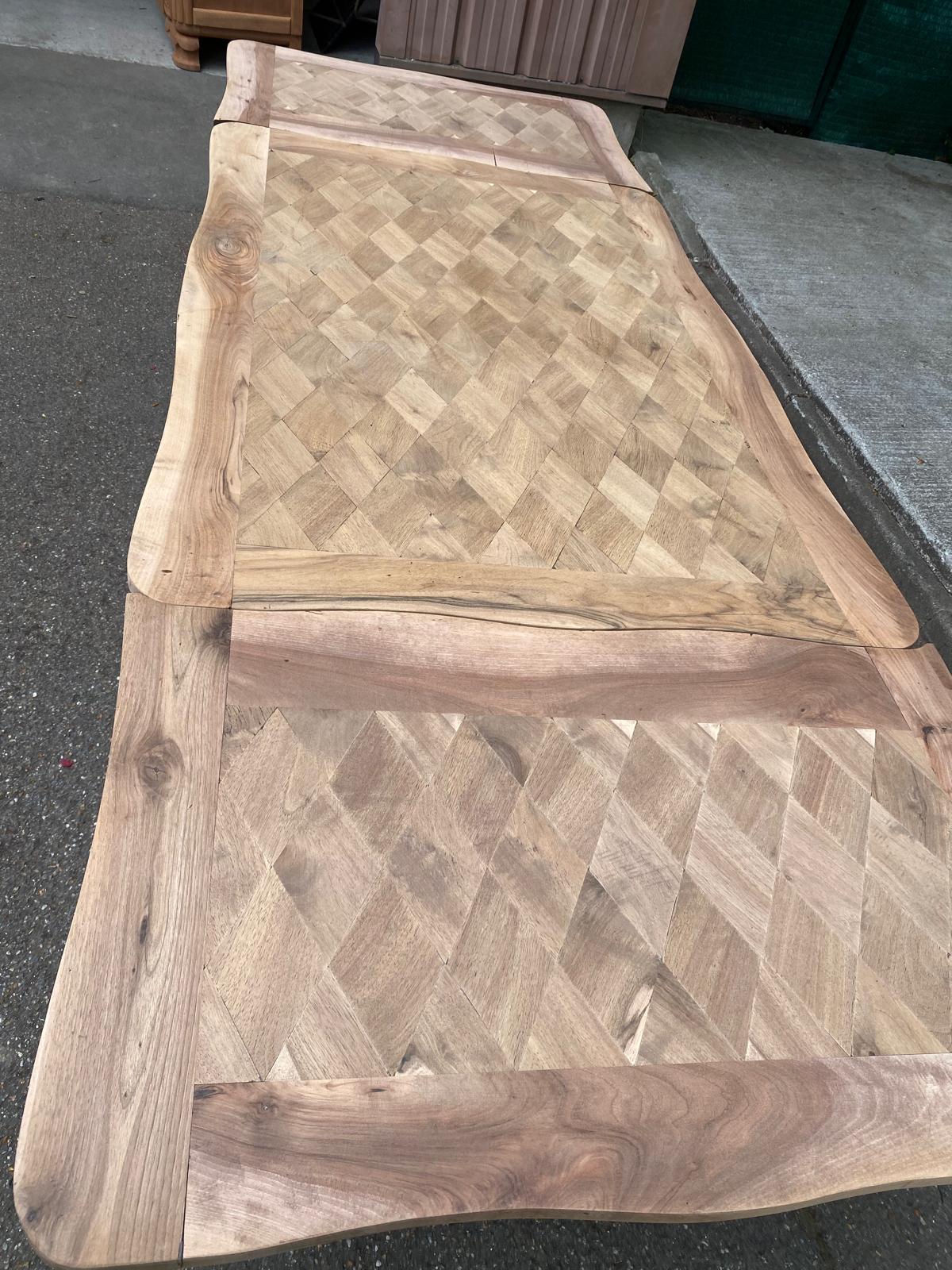 Renovated Louis XV extendable dining table walnut 265cm