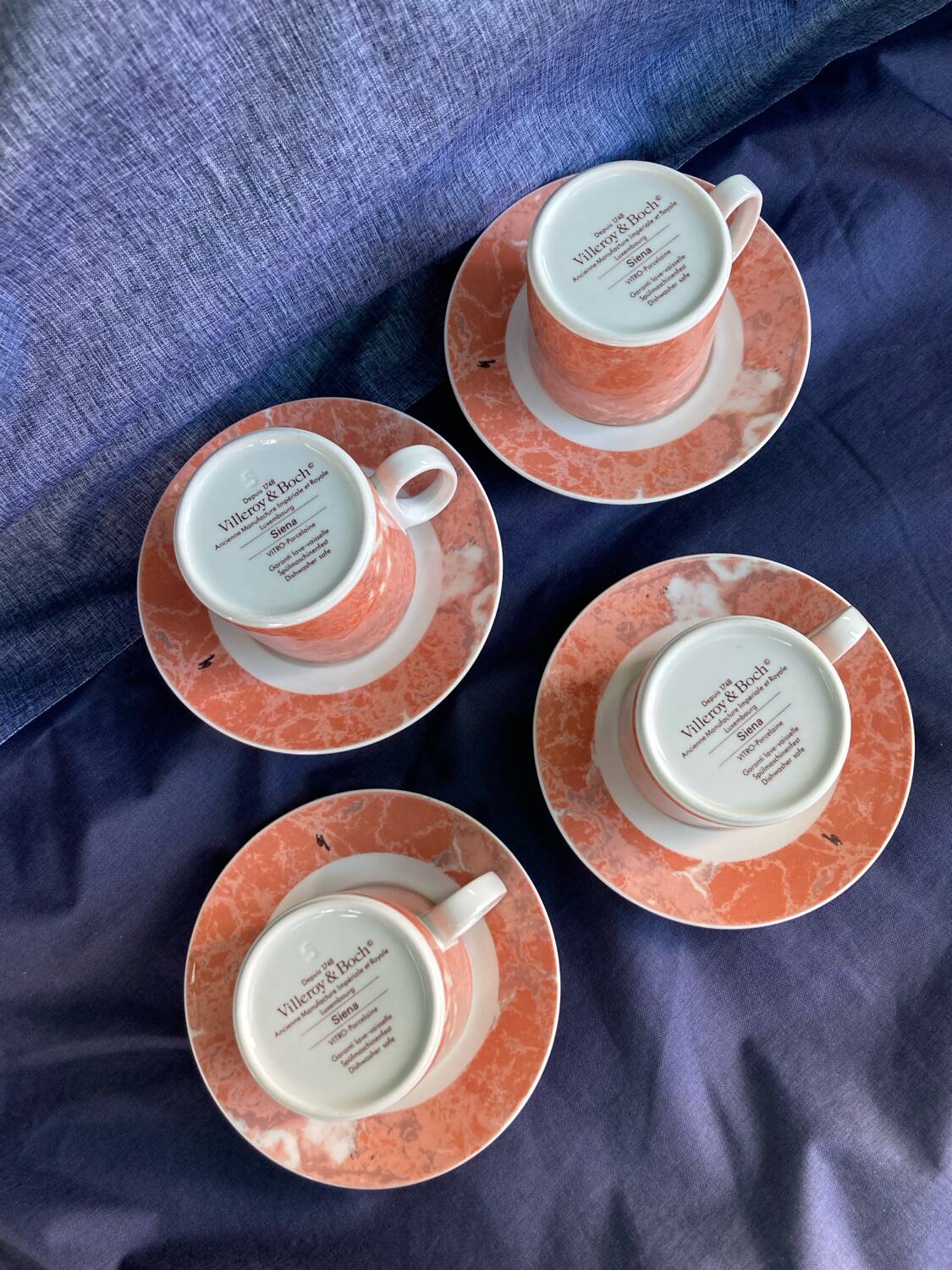 Tasses et sous-tasses à café Villeroy et Boch modèle Siena