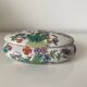 Oval porcelain jewellery box with multicoloured vintage floral decoration - 20th century