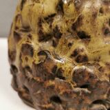 Ceramic table lamp, in greenish/brownish glaze, almost in the shape of a volcano.