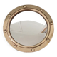 Witch porthole mirror 1940 in vintage gilded brass.
