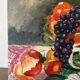 Still life with fruits and strawberries, oil on canvas signed Odile Julien.