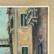 Italian artist, Venice Canal, original oil painting, 1960s, framed.