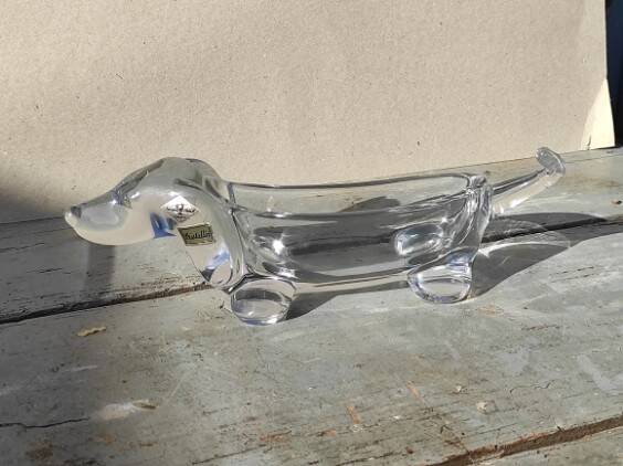 Crystal art dachshund dog tray Vannes Le Chatel