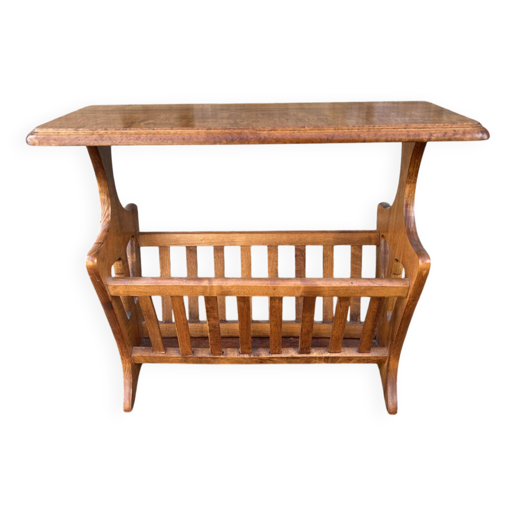 Magazine rack, side table, wood, vintage, 60s