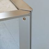 Chrome and travertine coffee table, Artelano France, 1980s.