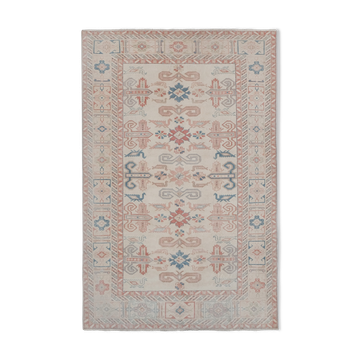 Vintage turkish kars rug with romantic mid-century modern style 5'8" x 8'6"