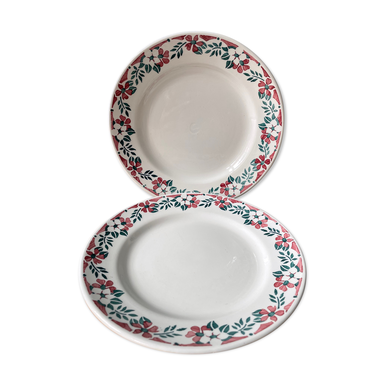 Set of two small flat plates, models Belfort, Sarreguemines