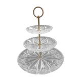 Three-storey display in chiseled glass and brass