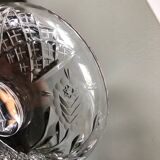 antique footed bowl in engraved glass - fruit bowl