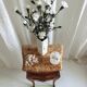 Mid-century French Louis XV style bedside tables with marble tops and floral marquetry, 1940s, set of 2