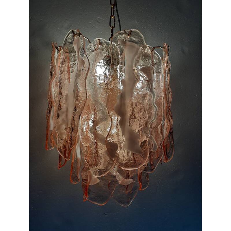 Murano Glass "Spider" Sputnik Chandelier in Pink and White