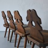 Alpine carved pine dining table set | 1950s