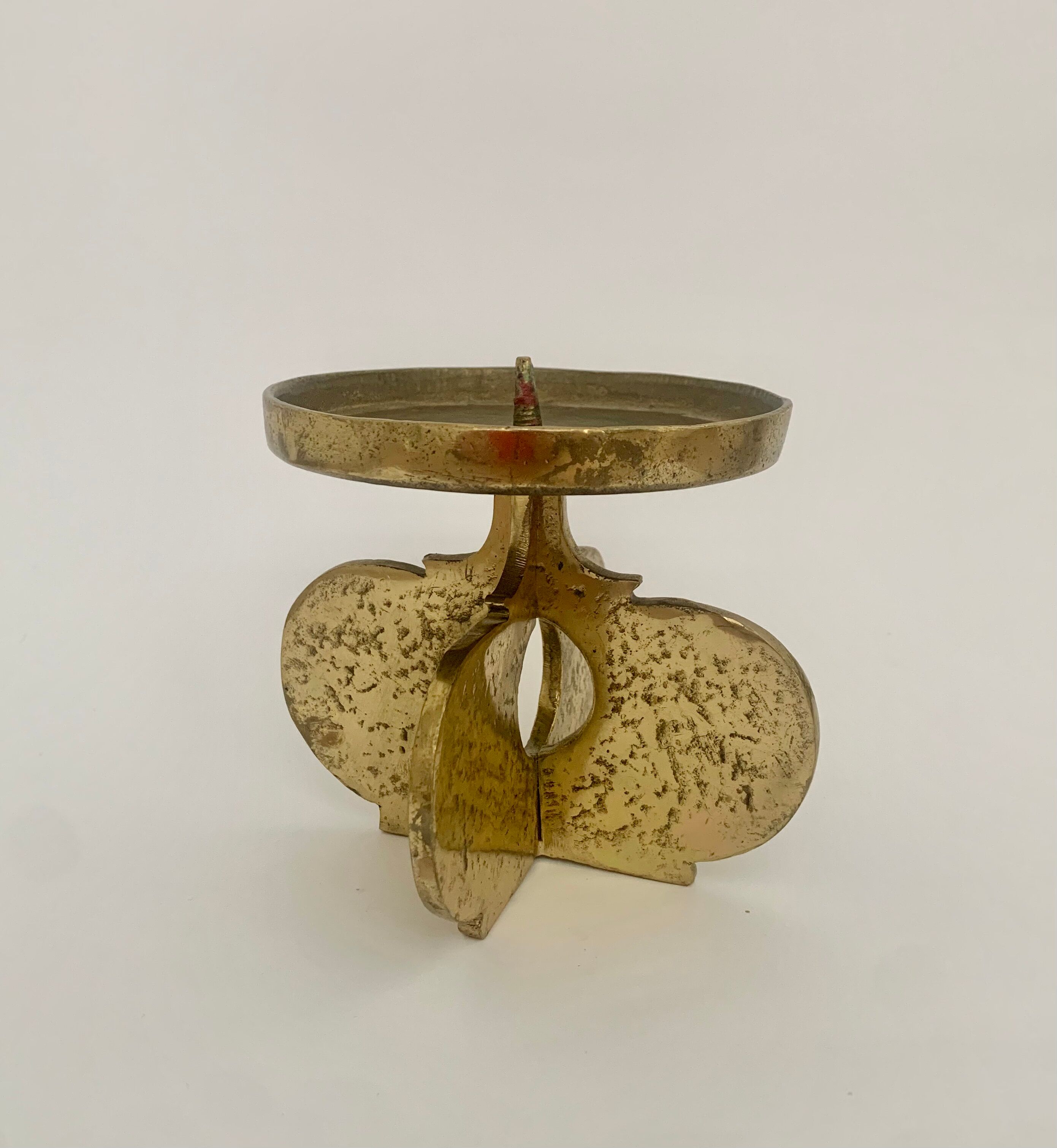Brutalist bronze candleholder, 1970s