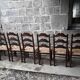 Lot de 6 chaises brutalistes paillées