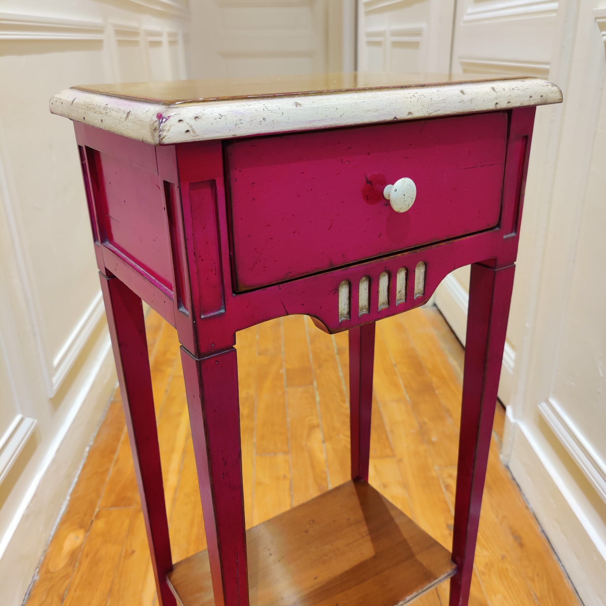 Pink pedestal table