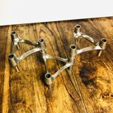 Chrome metal candle holders. Set of 3.