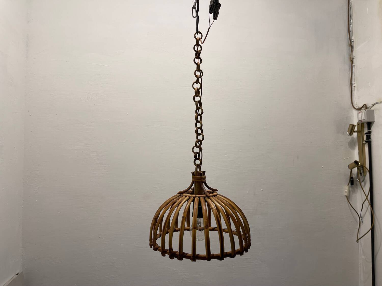 Handcrafted  Rattan Light Pendant 1960’s
