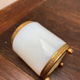Opaline and brass pot