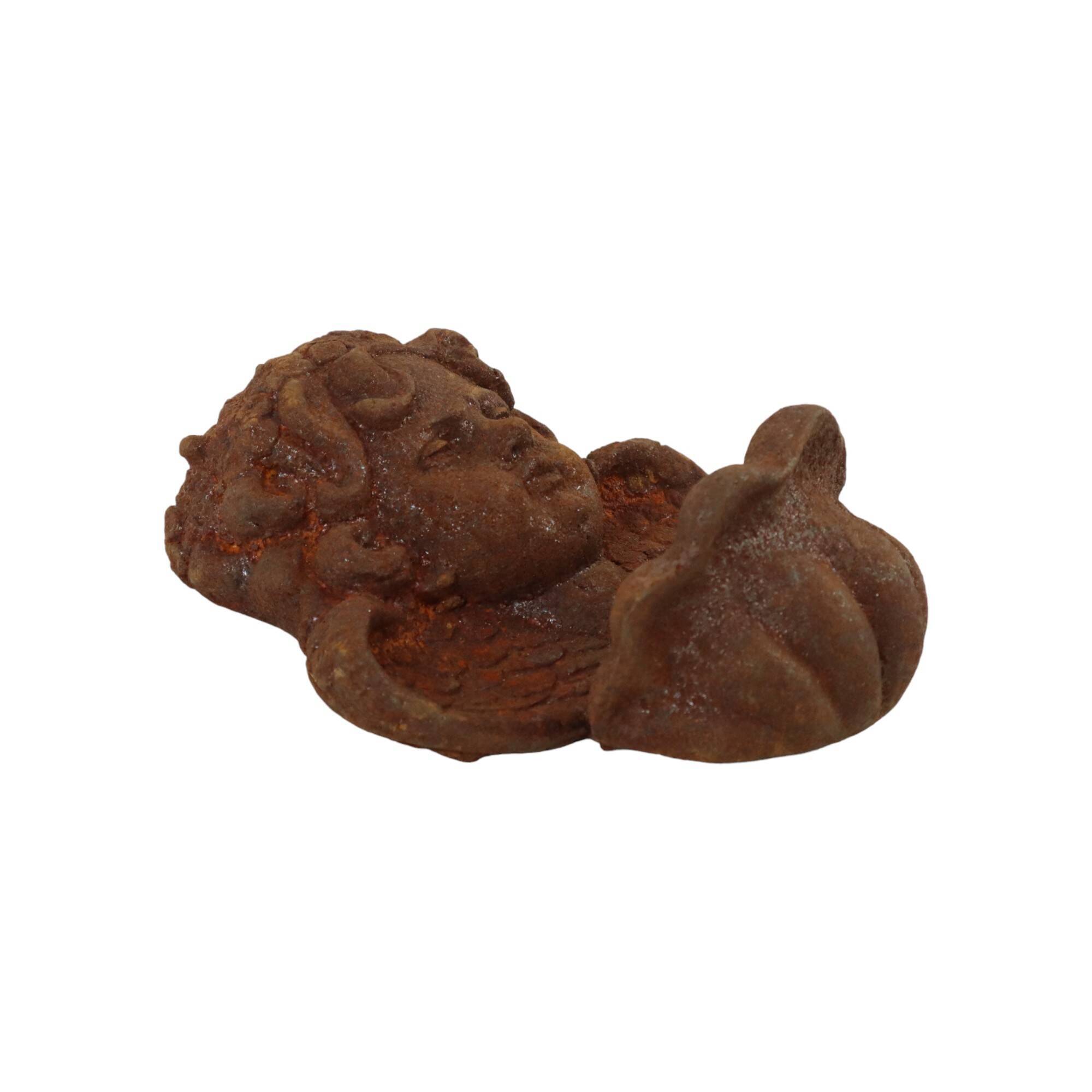 Garden ornament Cast iron Angel Cherub Water vessel Rust color
