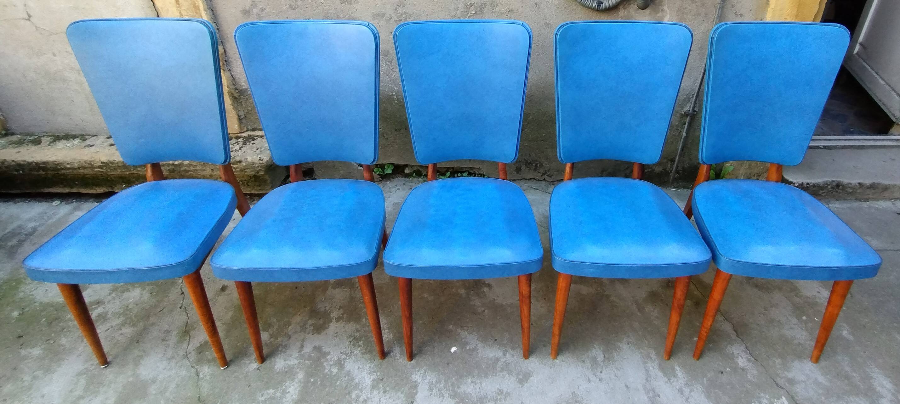 Lot de 5 chaises scandinave année 50/60