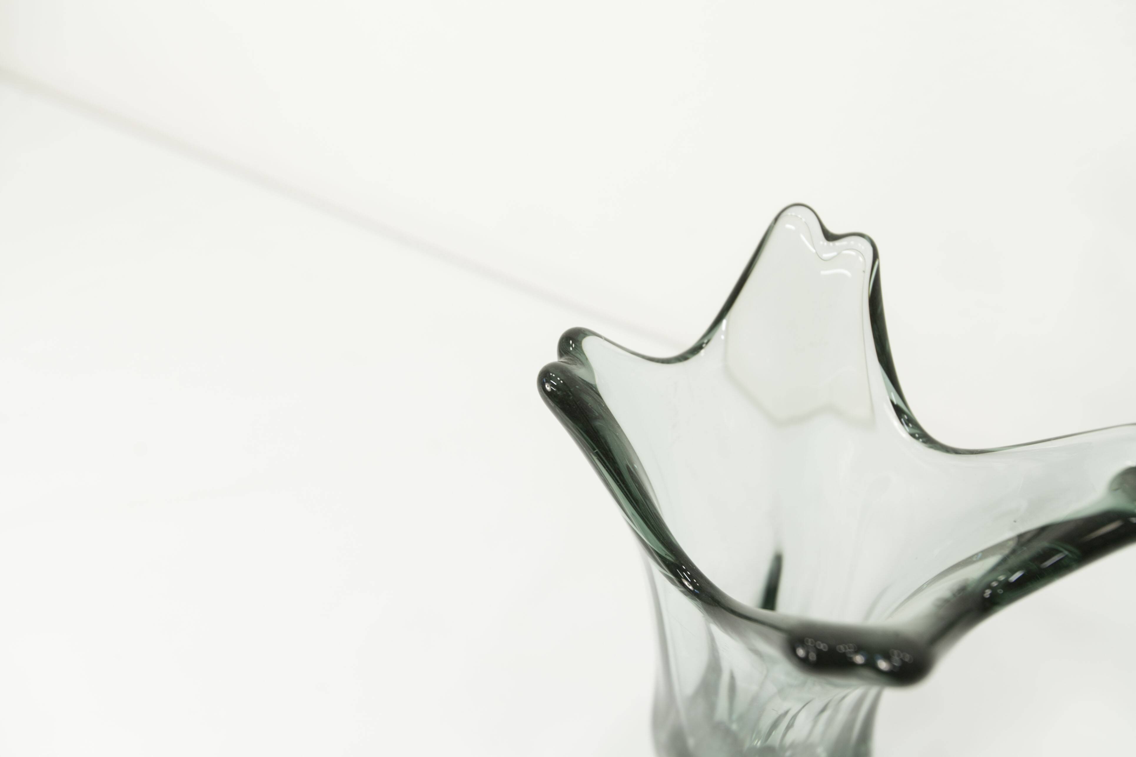 Transparent green Murano glass vase 1960