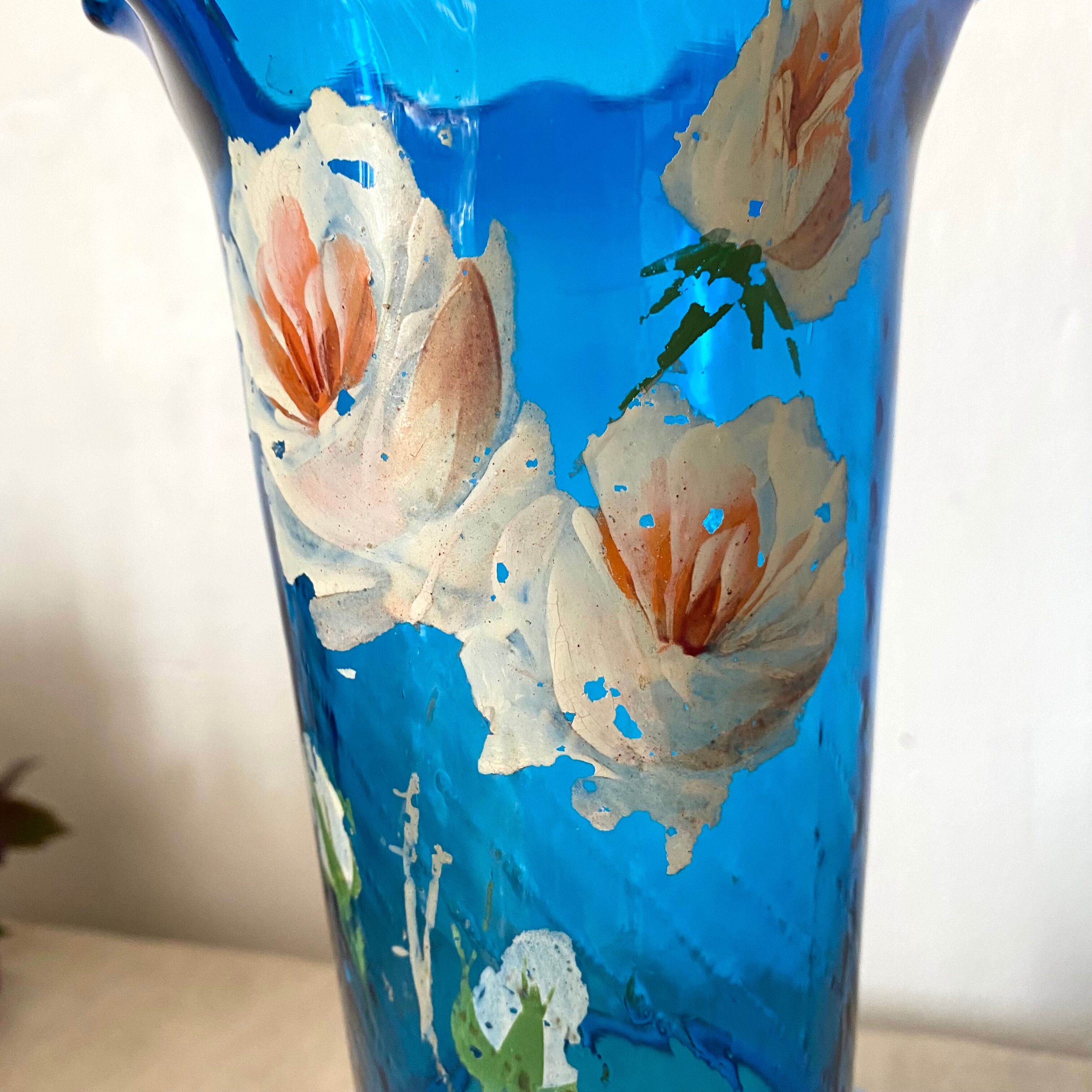 Antique blue glass vase from the 1900s