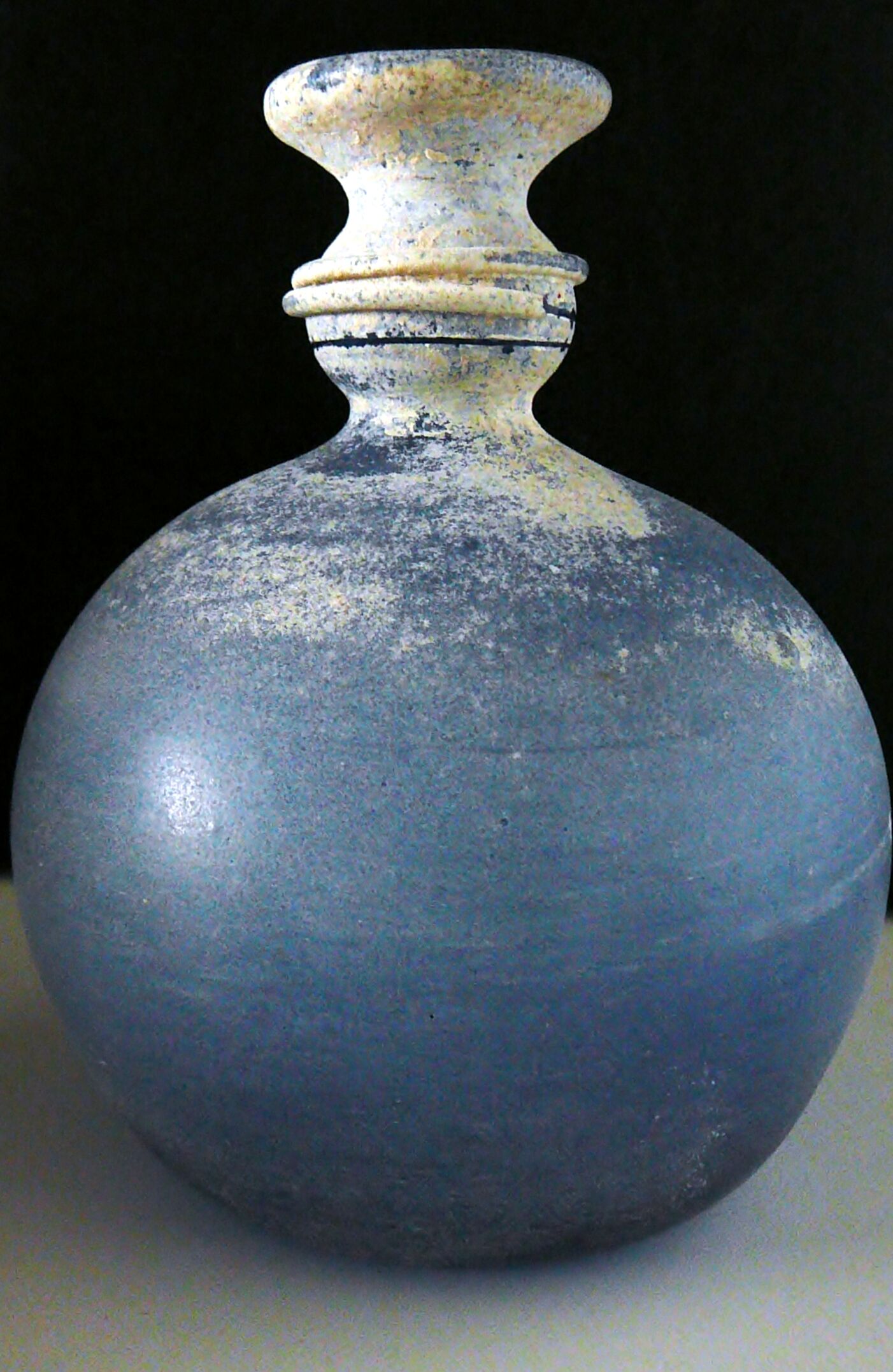 Ball blue glass vase