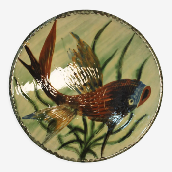 Décoration murale vintage en céramique de Puigdemont, décor poisson.