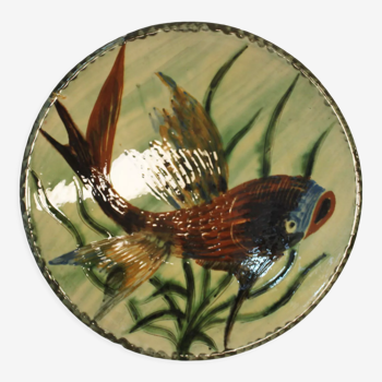 Vintage wall decoration in Puigdemont ceramic, fish decoration.