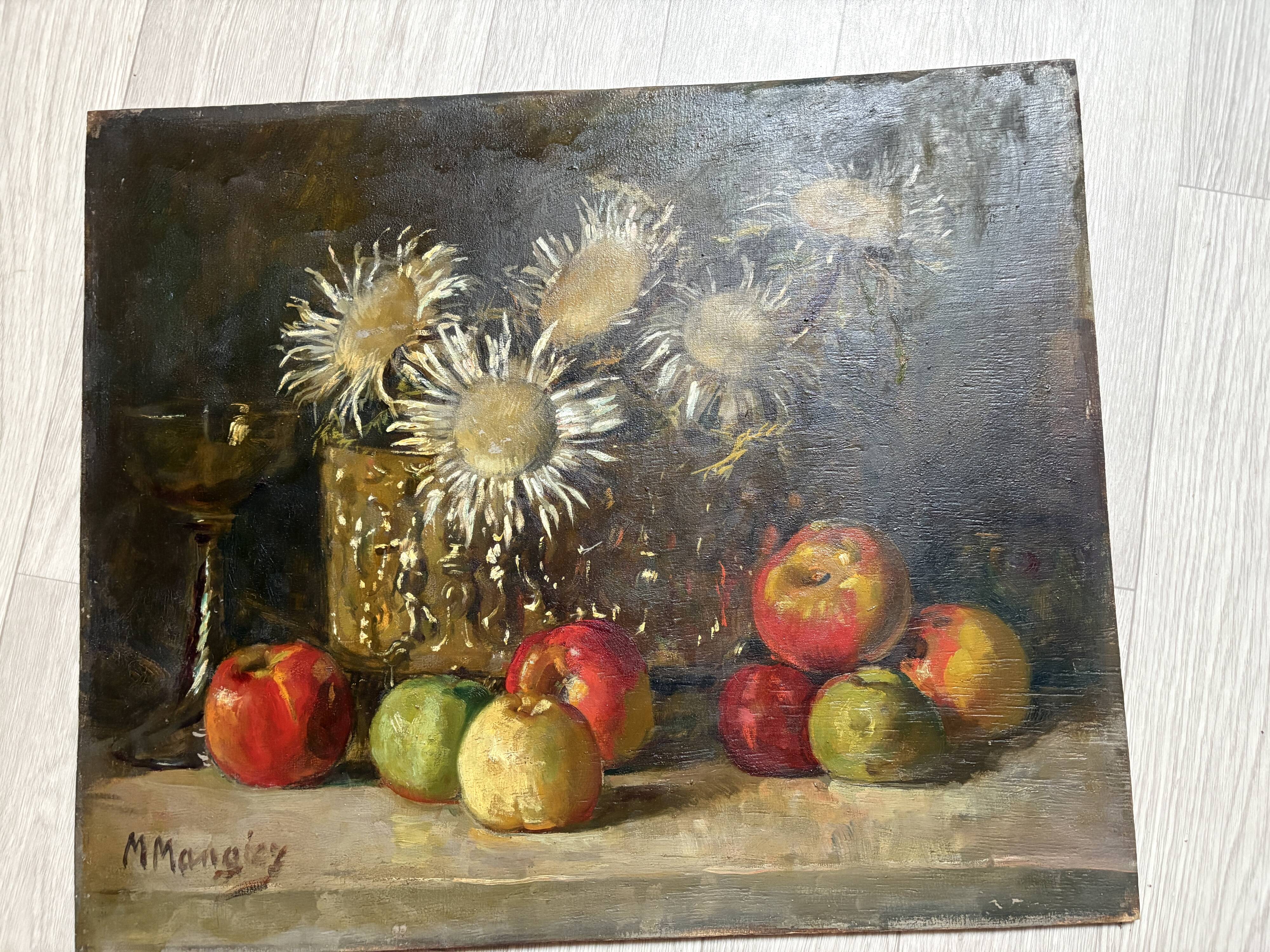 Marius mangier (1867-1952) peinture nature morte, fleurs