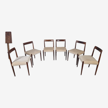 6 chaises lubke scandinaves en palissandre années 60