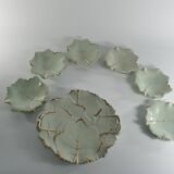 Art Deco Pistachio and Gold Leaf Plates Viloca Paris Caffarelli