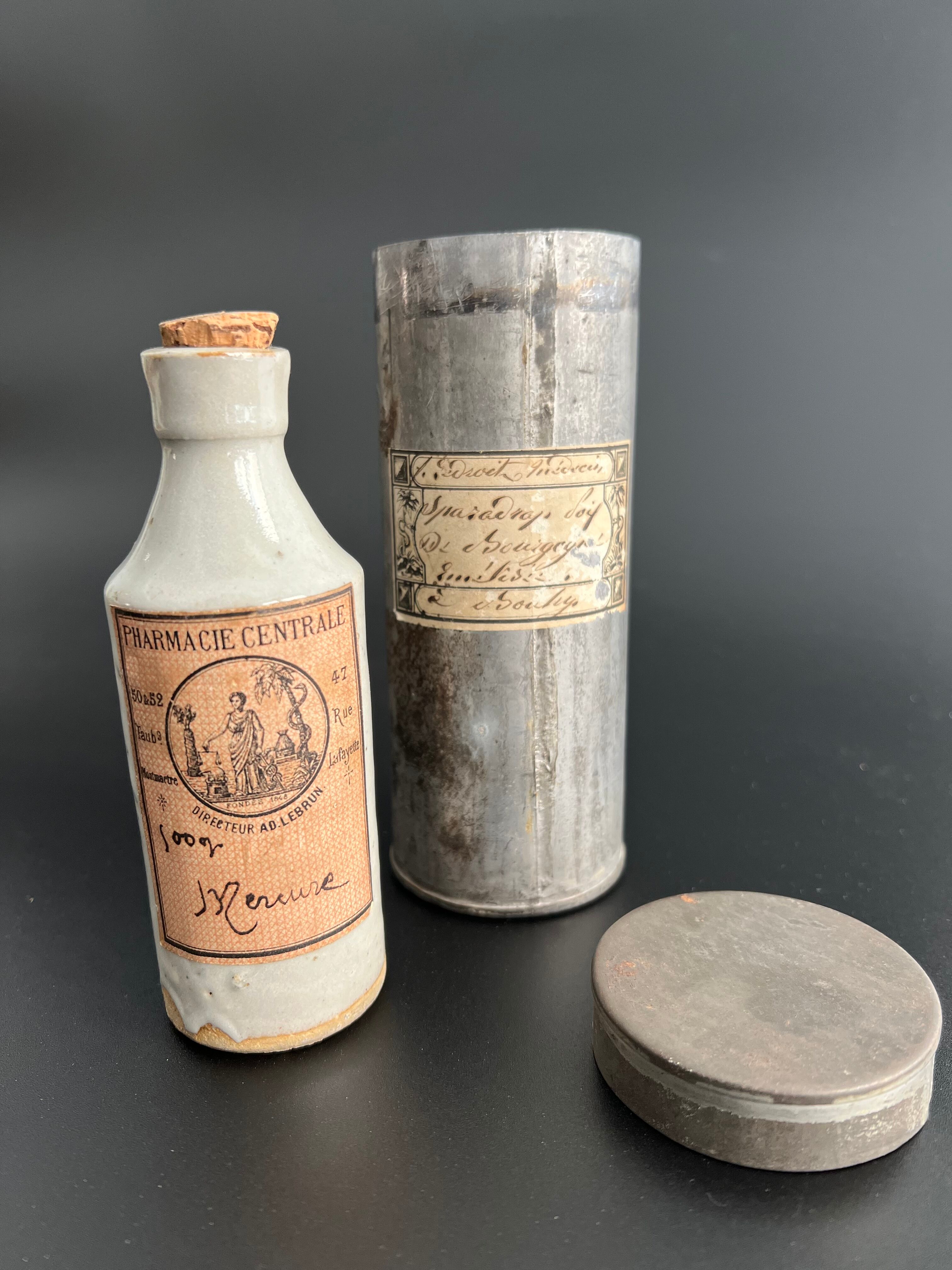 RARE Mercury stoneware pharmacy bottle