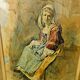 Aquarelle "jeune femme" par Franz Ettore Roesler, Italie XIXème