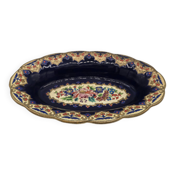 Oval dish in glazed earthenware by M. P. Chevallier, Manufacture des Émaux