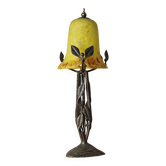 Wrought iron lamp Brandt style 40x17 tulip jane pate verre