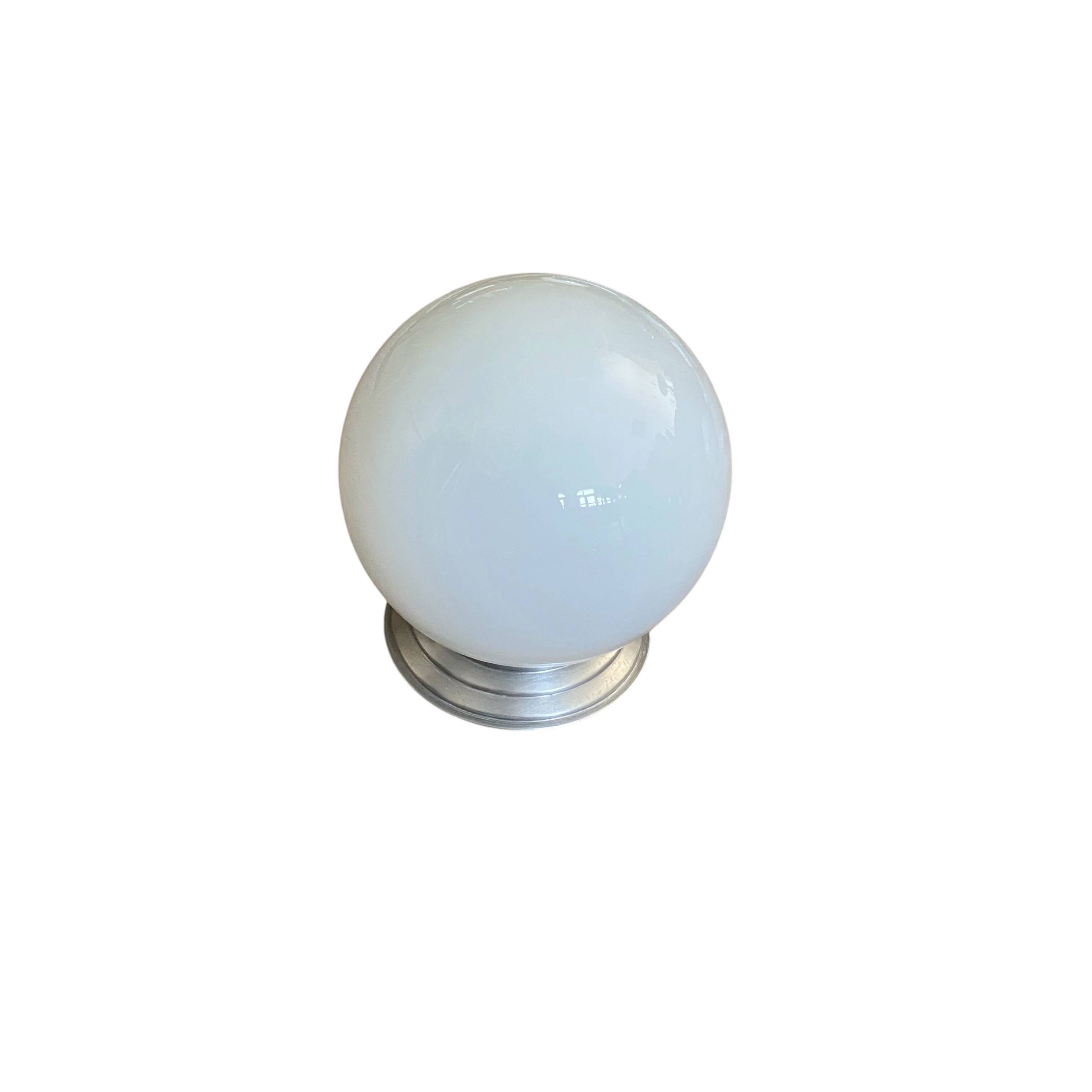 Ceiling light or wall light with white opal glass globe, 20 cm, aluminium rose.