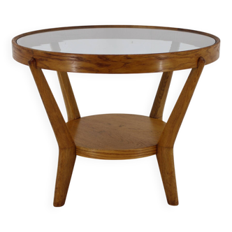 Table Basse Karel Kozelka & Antonin Kropacek Années 1960 en Chêne et Verre pour Interier Prah