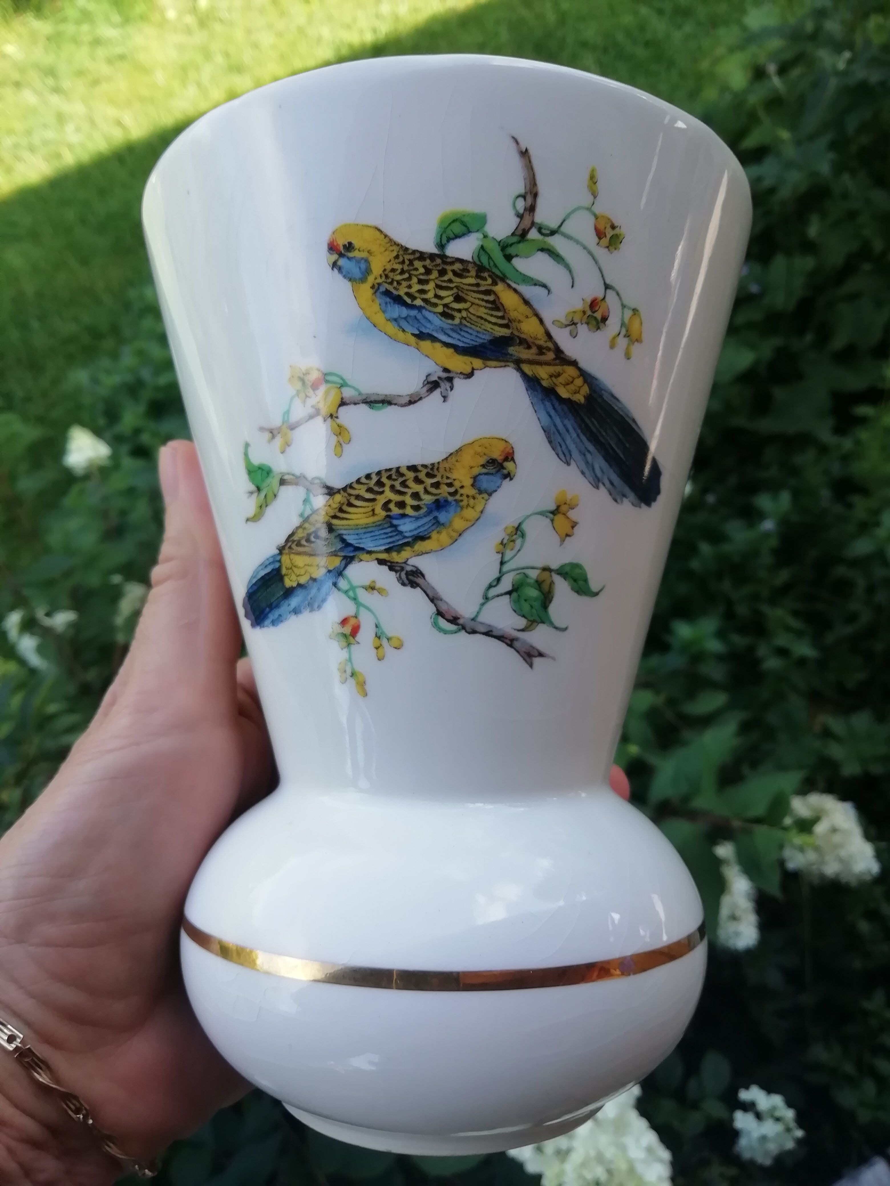 Vase parrots Gien