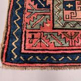 Tapis turc kazak 226x135 cm tapis tribal vintage rouge et bleu grand