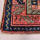 Old Turkish Kazak Rug 226x135 cm vintage tribal carpet, Red and Blue Large