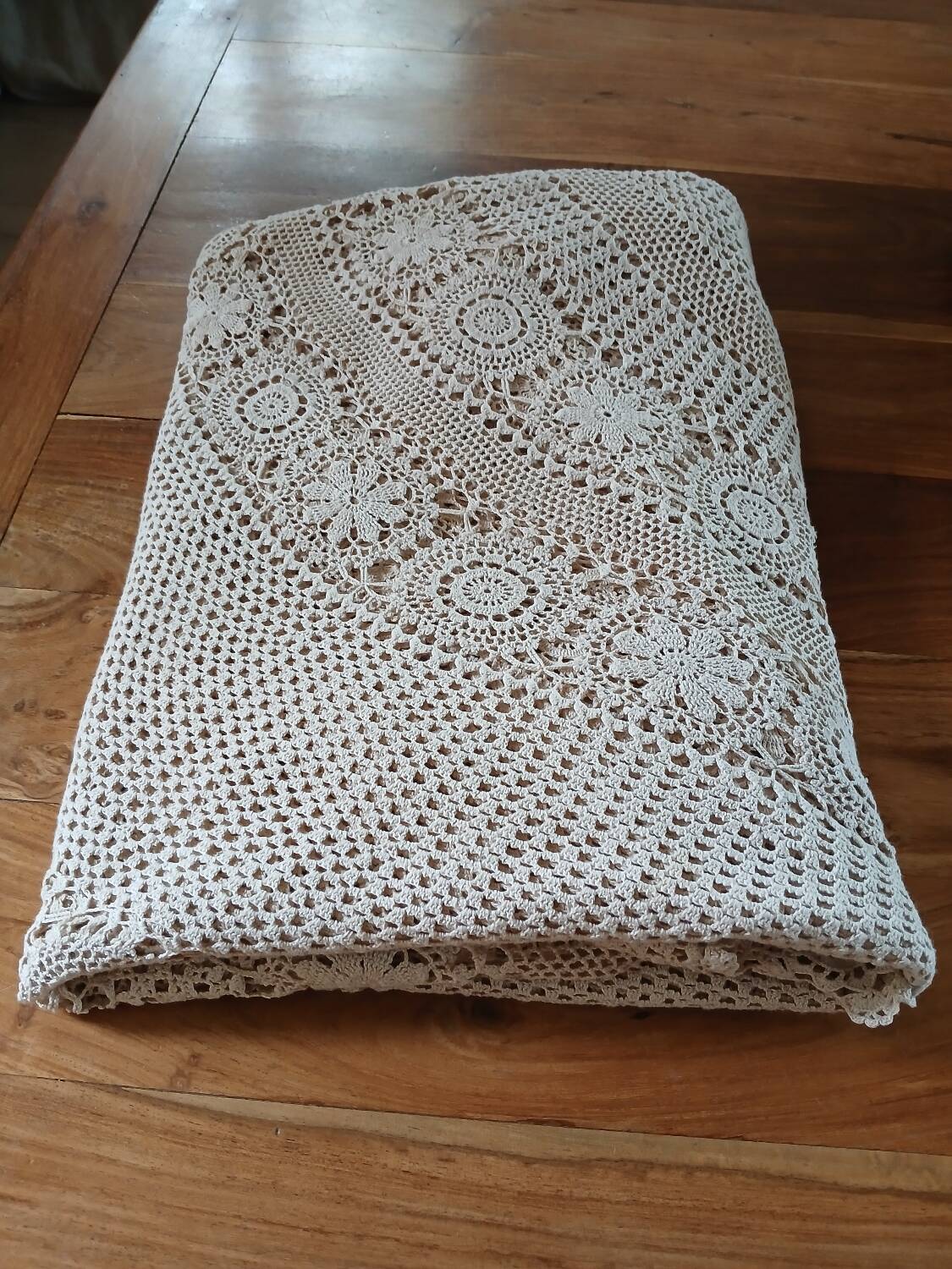 Antique handmade crochet tablecloth