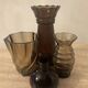 Series of 4 vintage smoked glass vases from the 70s