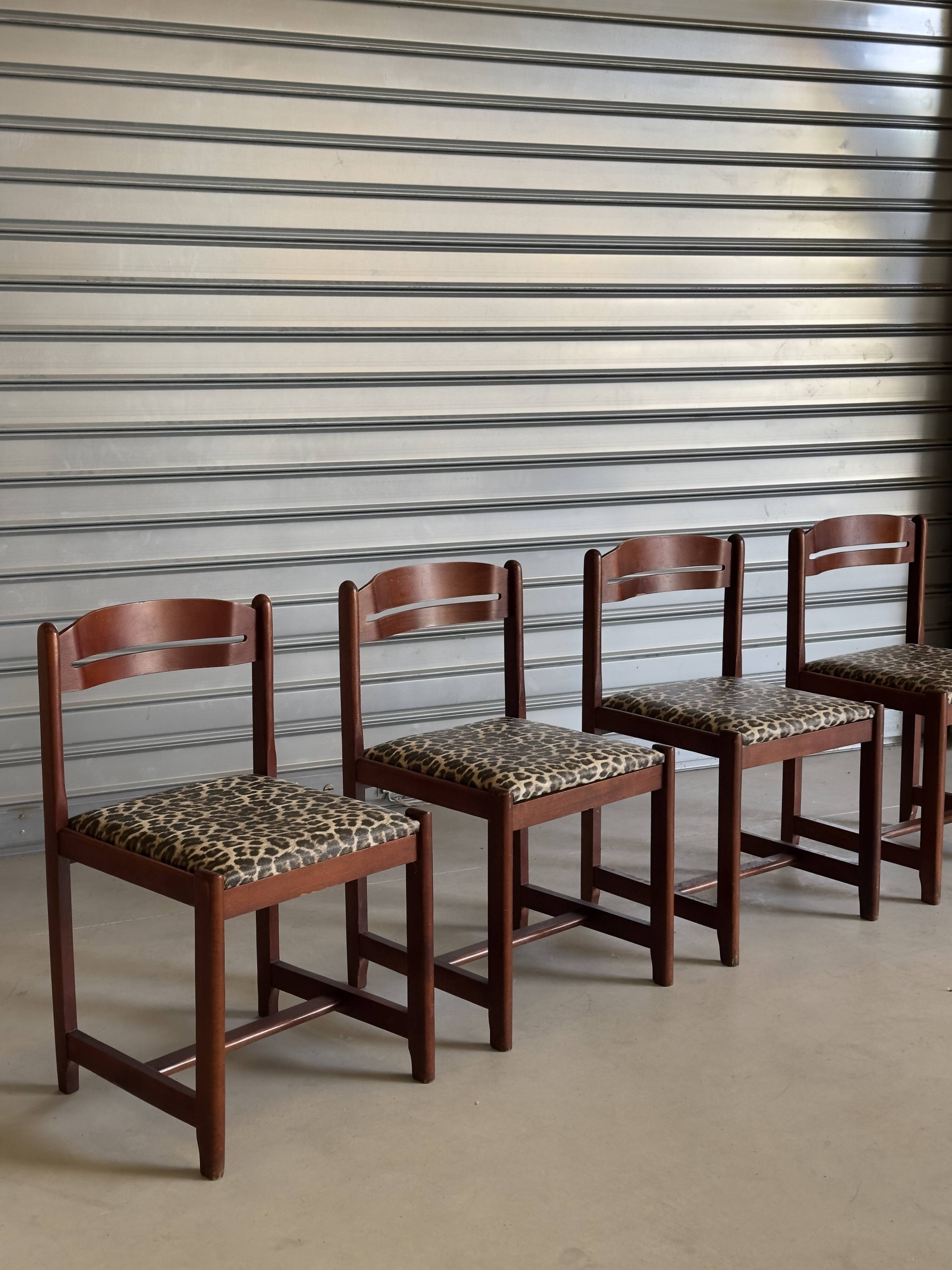 Set of 4 vintage hand-woven chairs