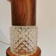Swedish table lamp, made of what looks like rosewood and crystal glass.