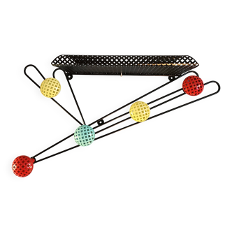 Vintage coat rack in rigitulle. Made in France, 1950s.