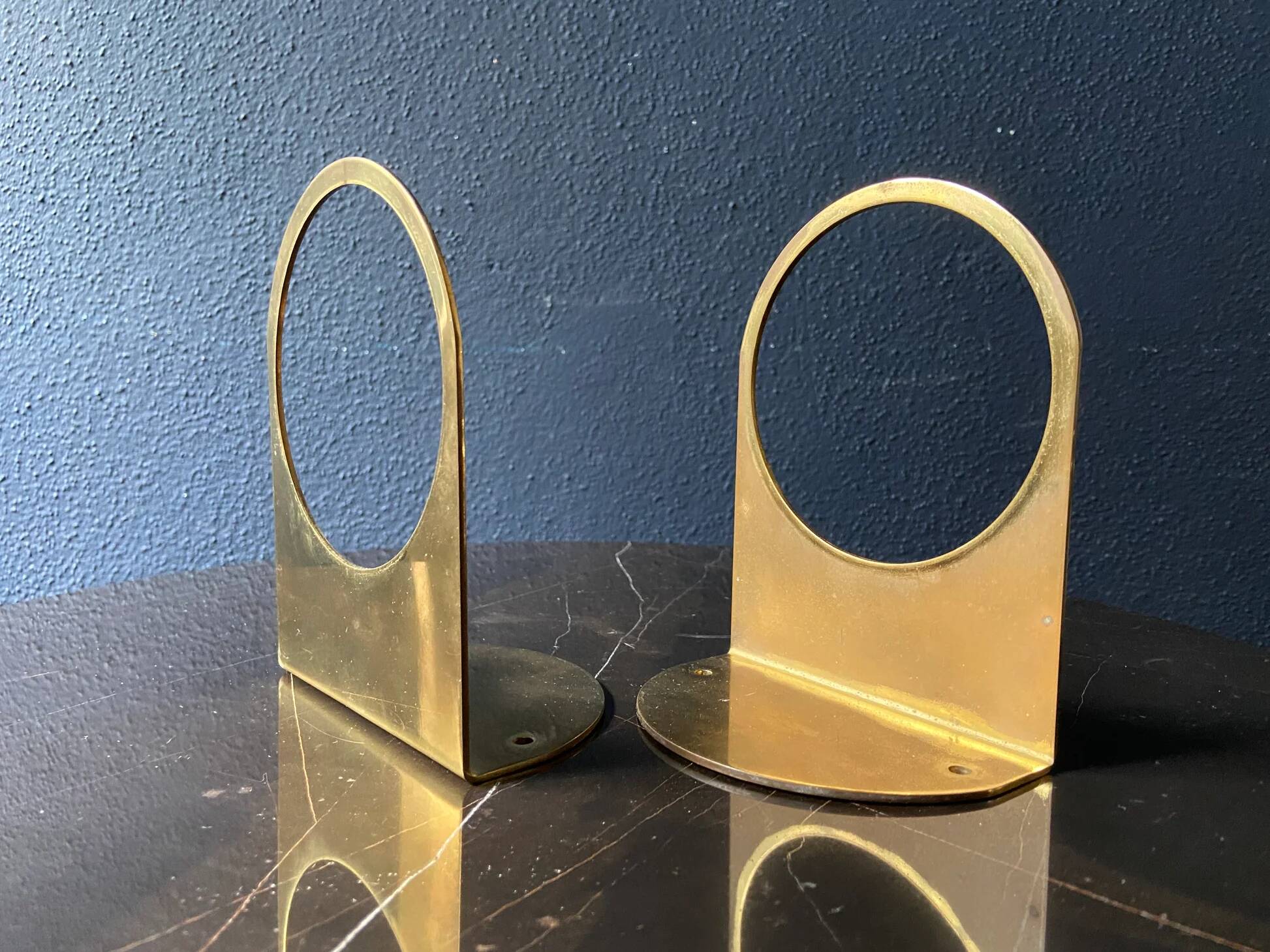 Brass bookends marked Hans-Agne Jakobsson, Sweden, 1960s.