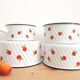 Series of 4 vintage enamelled casserolles